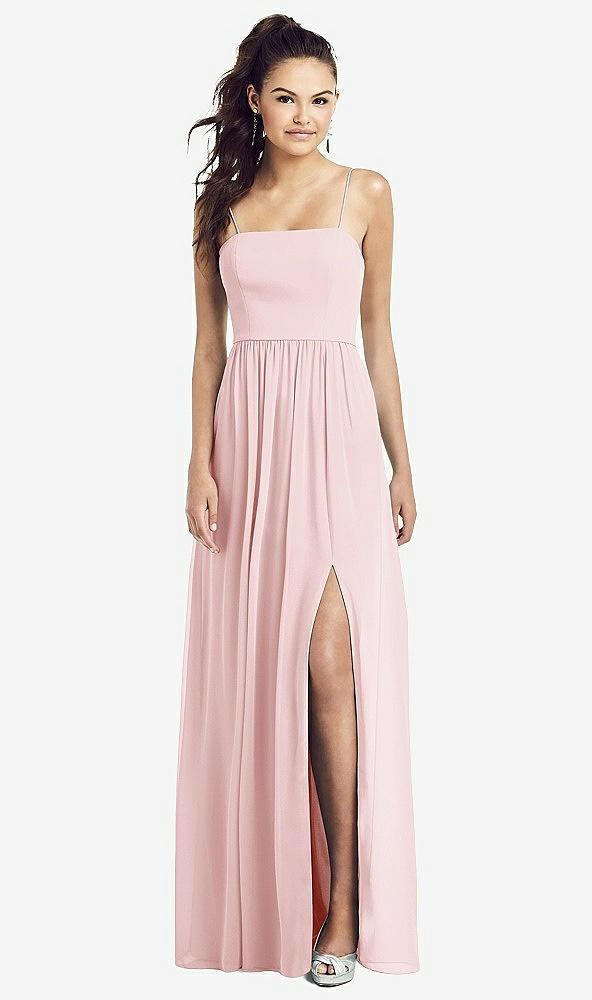 slim spaghetti strap chiffon dress with front slit