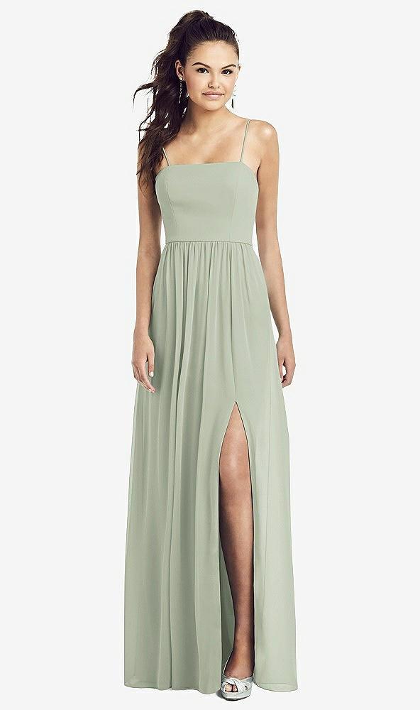 slim spaghetti strap chiffon dress with front slit