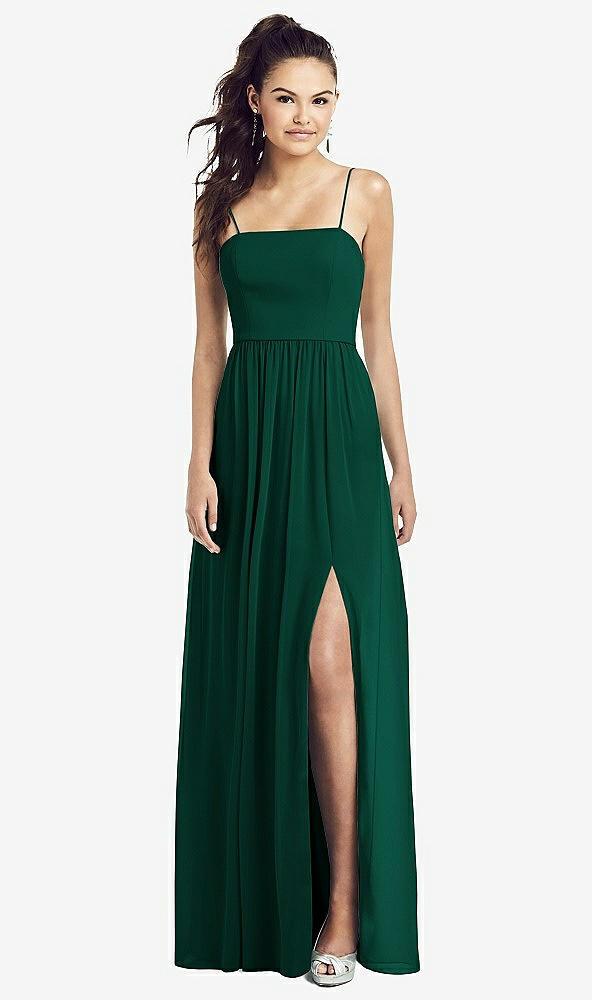 slim spaghetti strap chiffon dress with front slit