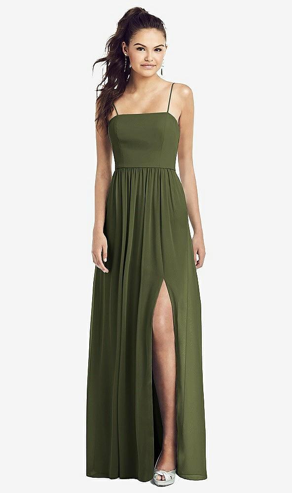 slim spaghetti strap chiffon dress with front slit