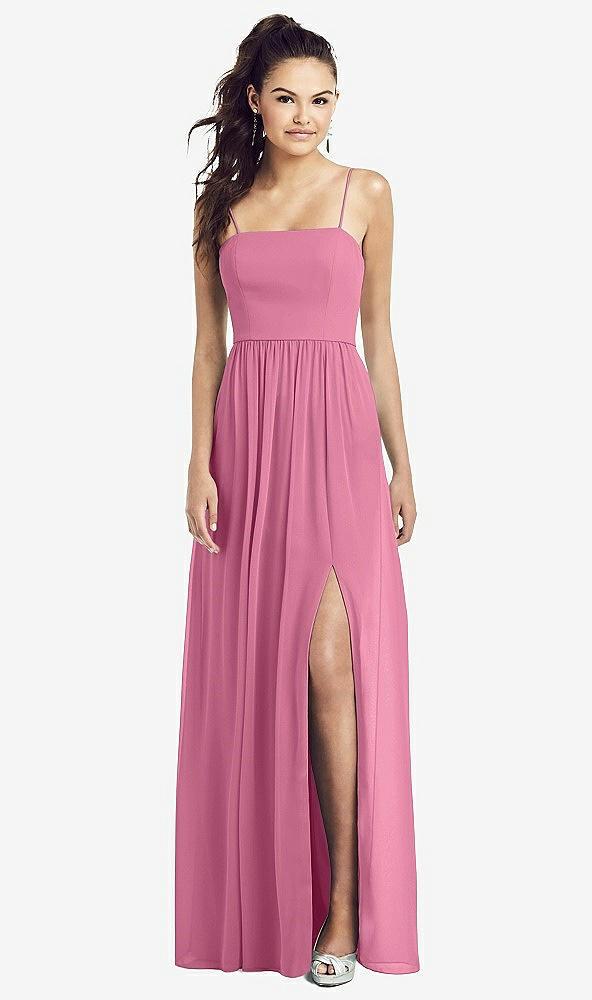 slim spaghetti strap chiffon dress with front slit