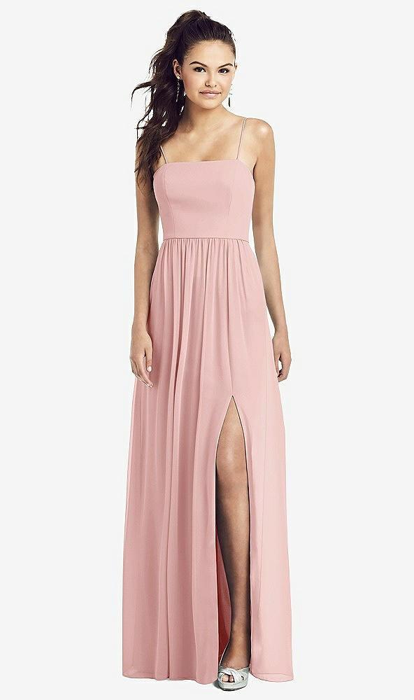 slim spaghetti strap chiffon dress with front slit
