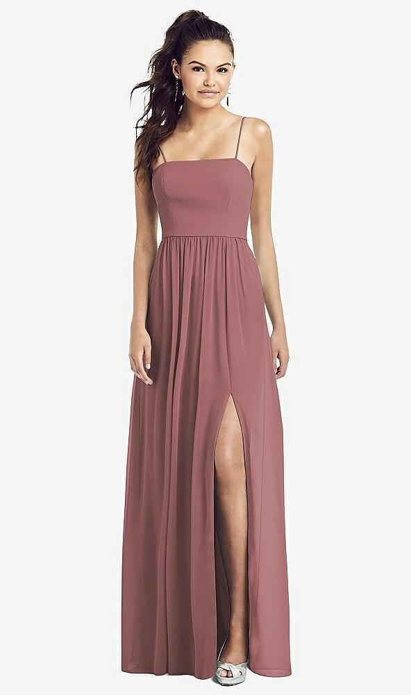 slim spaghetti strap chiffon dress with front slit