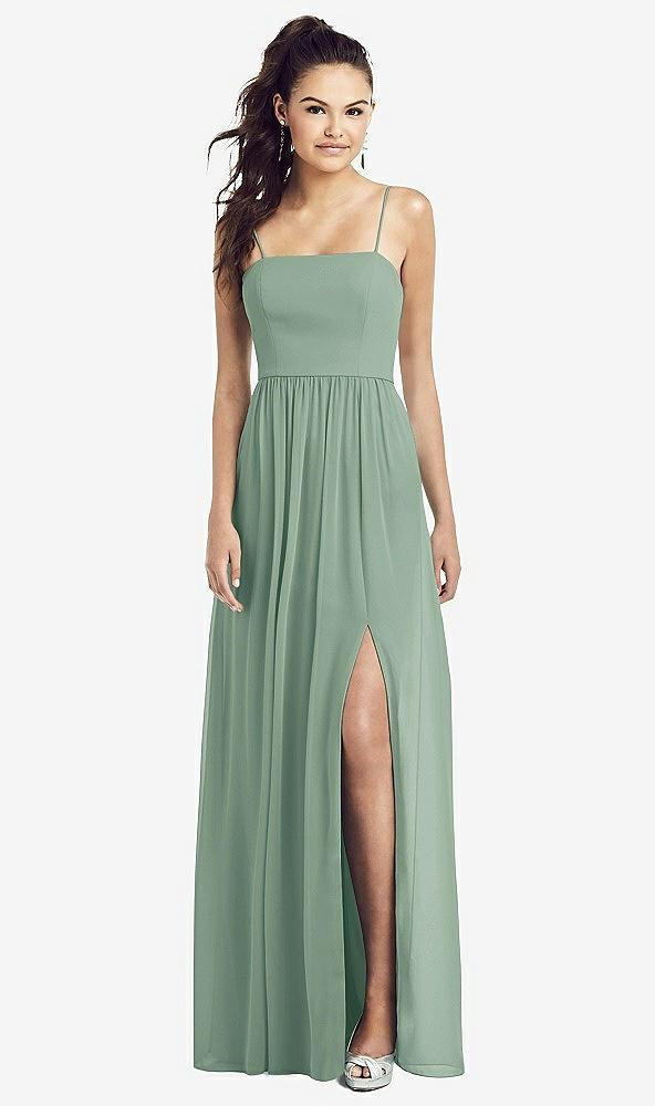 slim spaghetti strap chiffon dress with front slit