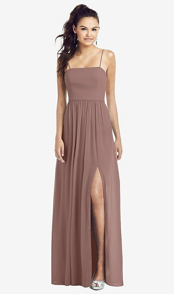 slim spaghetti strap chiffon dress with front slit