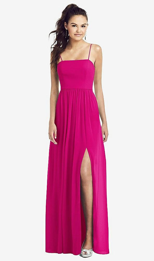 slim spaghetti strap chiffon dress with front slit