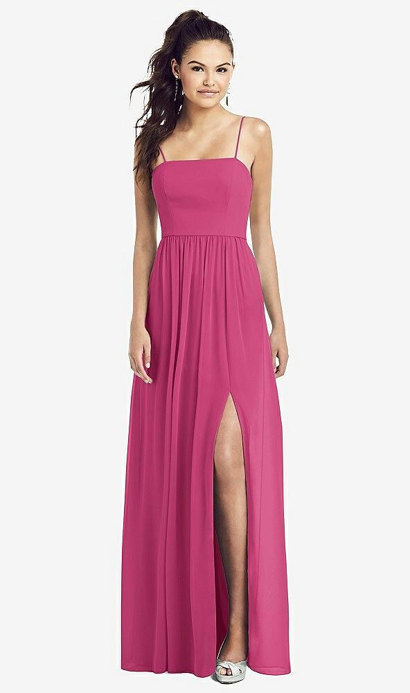 slim spaghetti strap chiffon dress with front slit