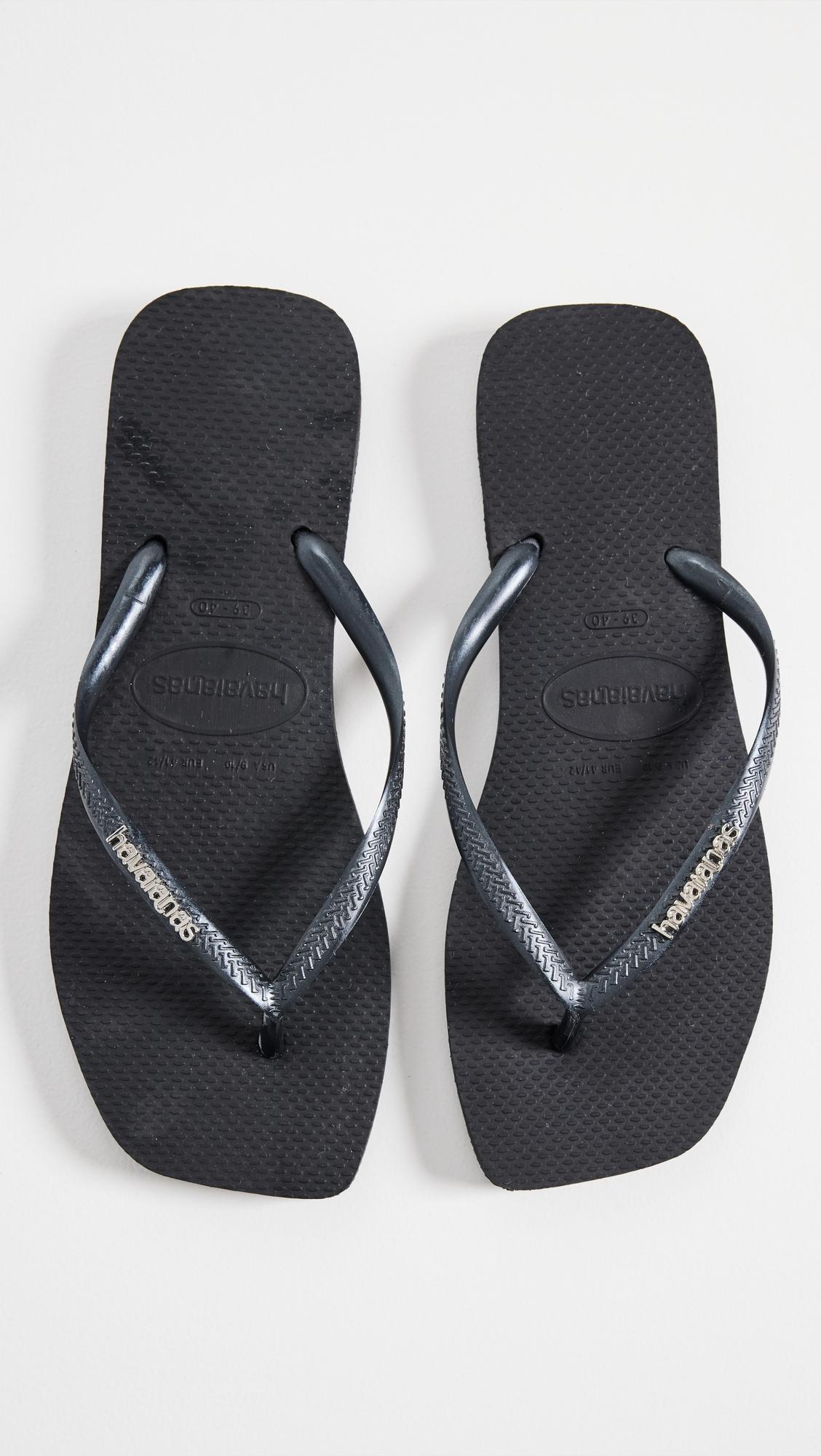 slim square pop up logo flip flops