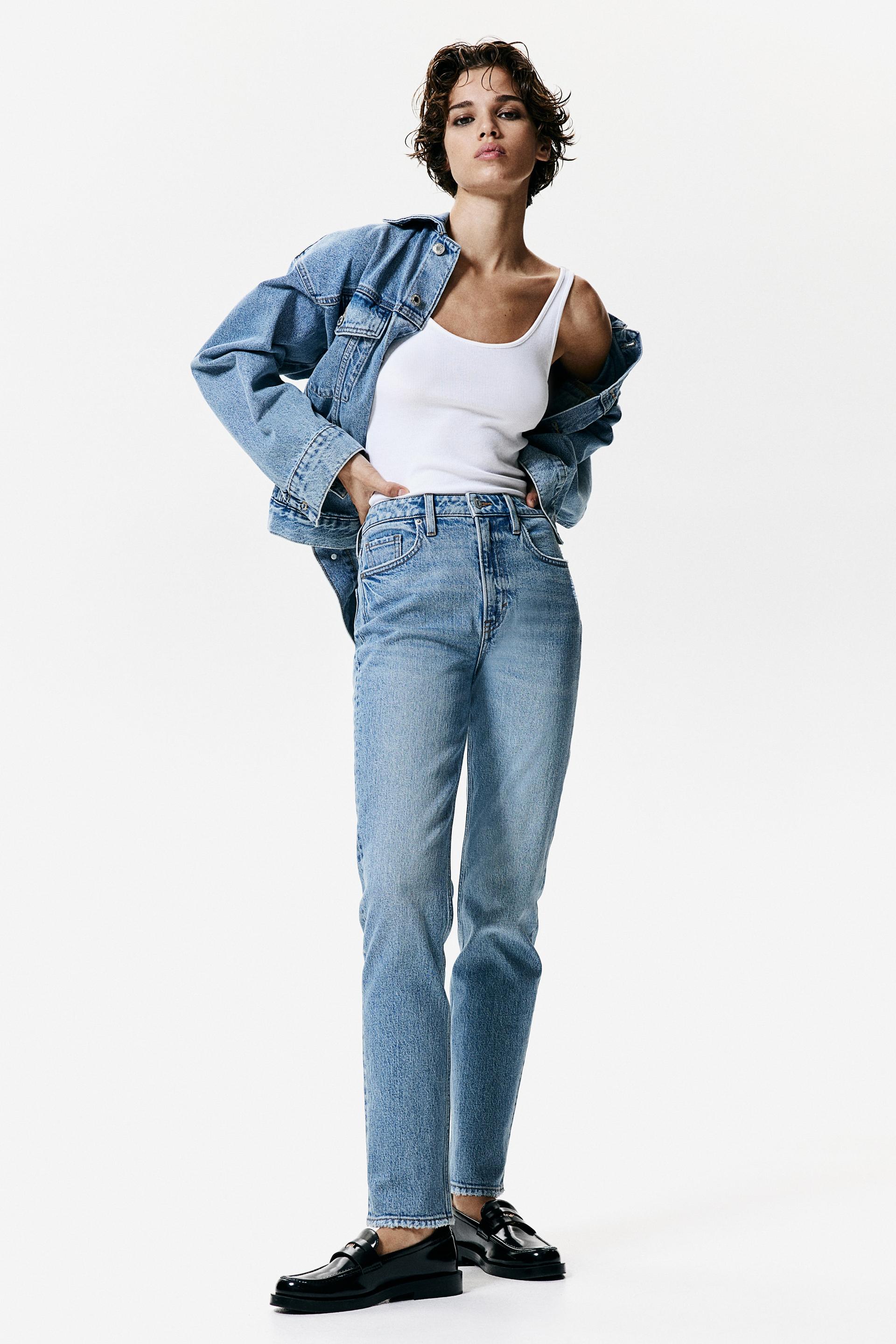 slim straight high ankle jeans
