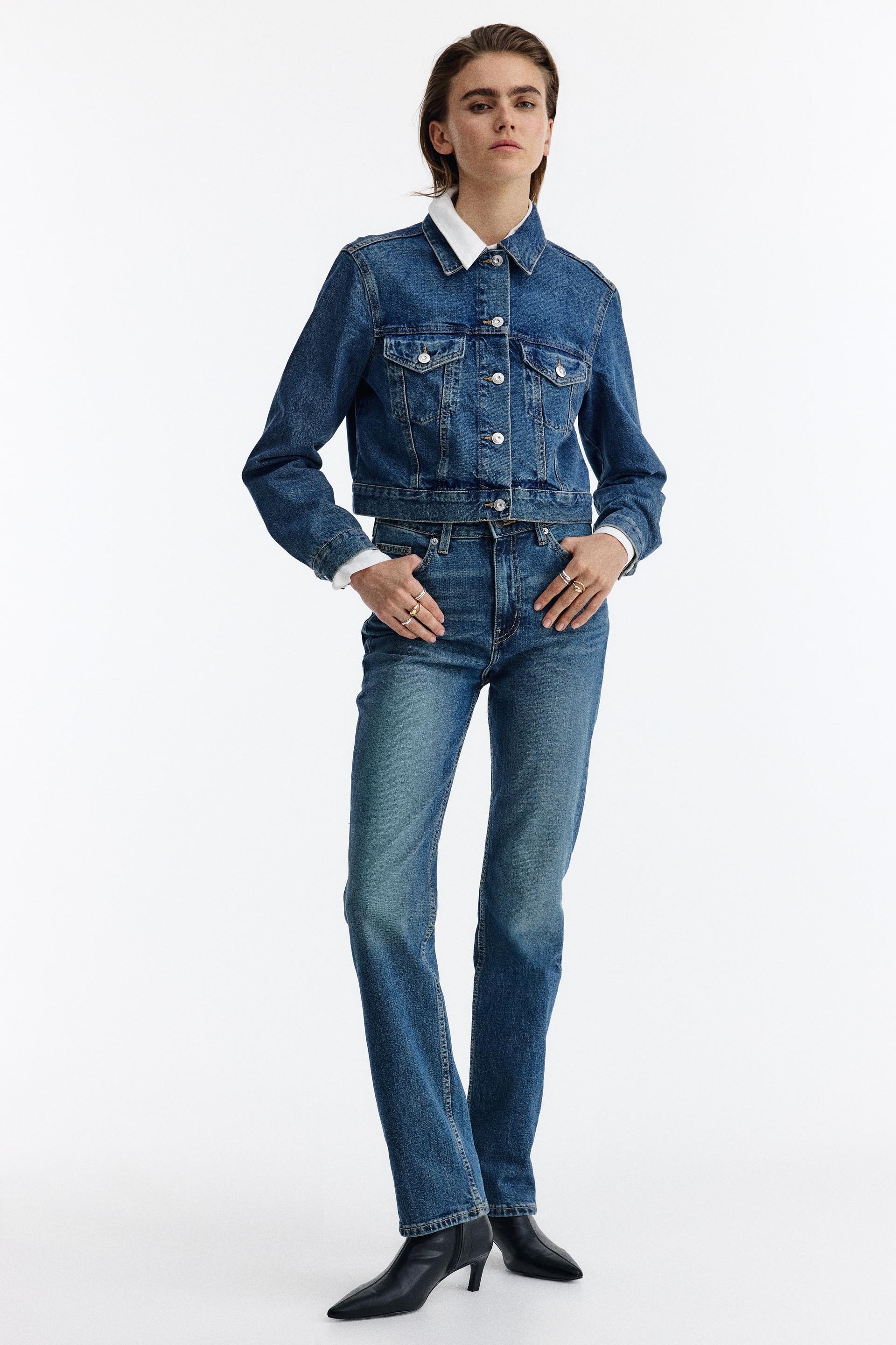 slim straight high waist jeans