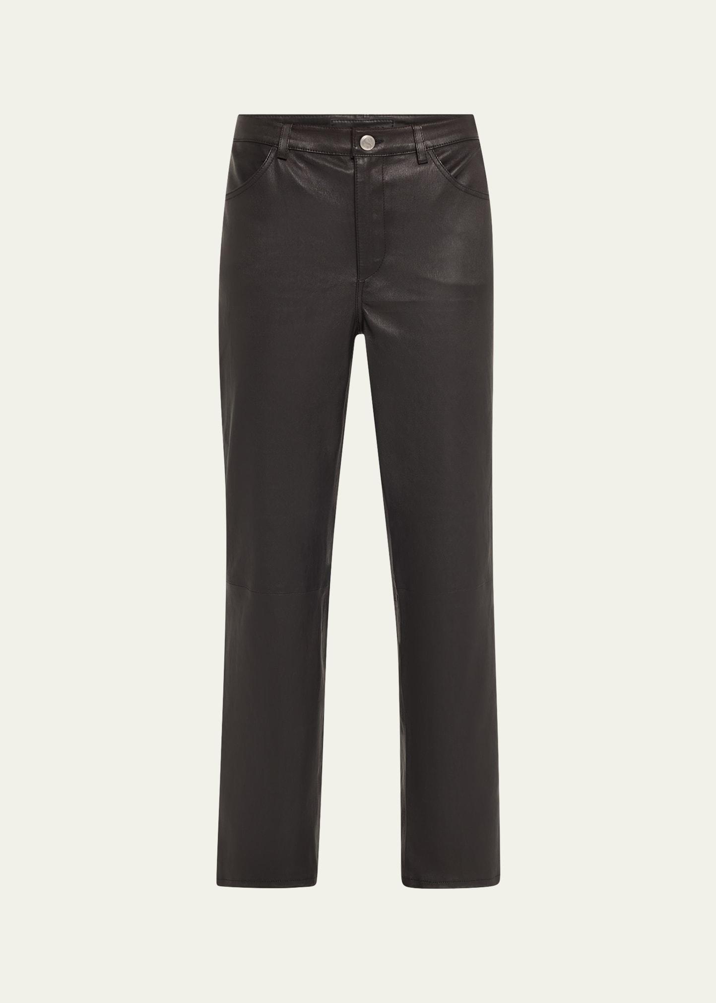 slim straight leather pants