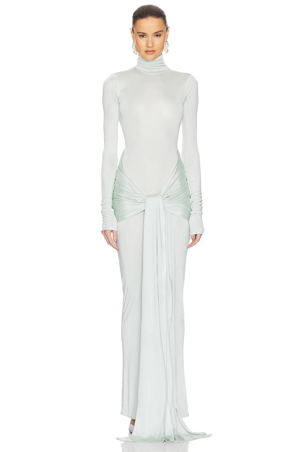 slinky jersey sarong maxi dress