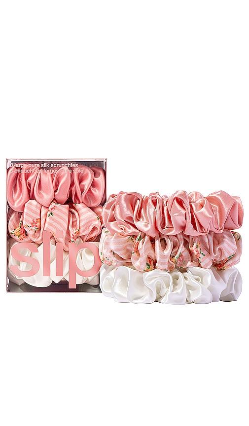 slip large scrunchies set of 3 in petal.