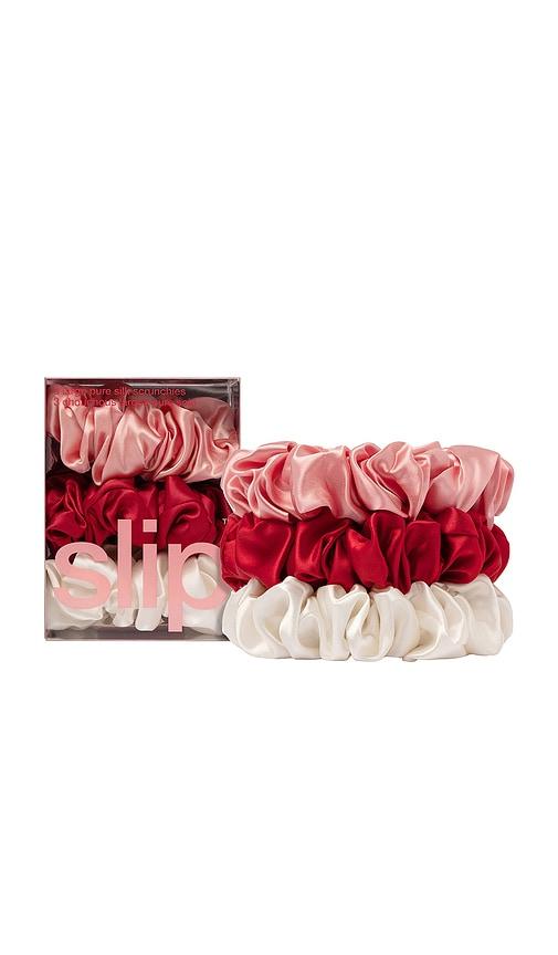 slip pure silk large scrunchies set of 3 in rosy.