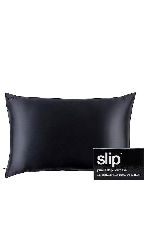 slip queen/standard pure silk pillowcase in black.