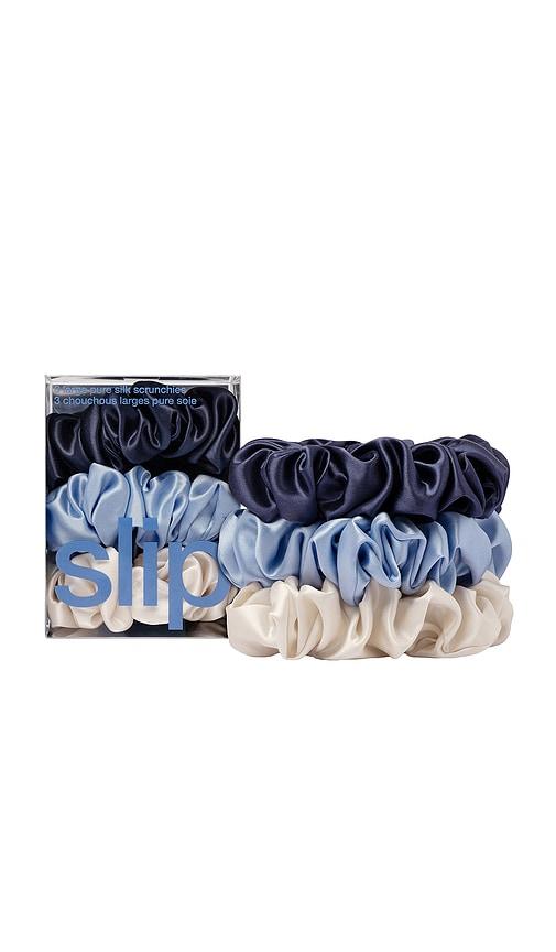 slip set of 3 pure silk large scrunchies in skye.