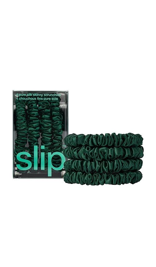 slip skinny scrunchies set of 4 in forest.