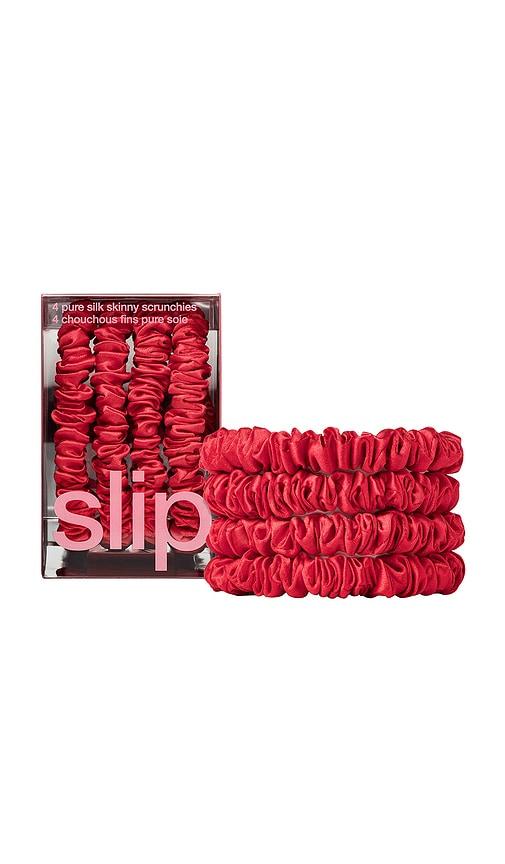 slip skinny scrunchies set of 4 in red.