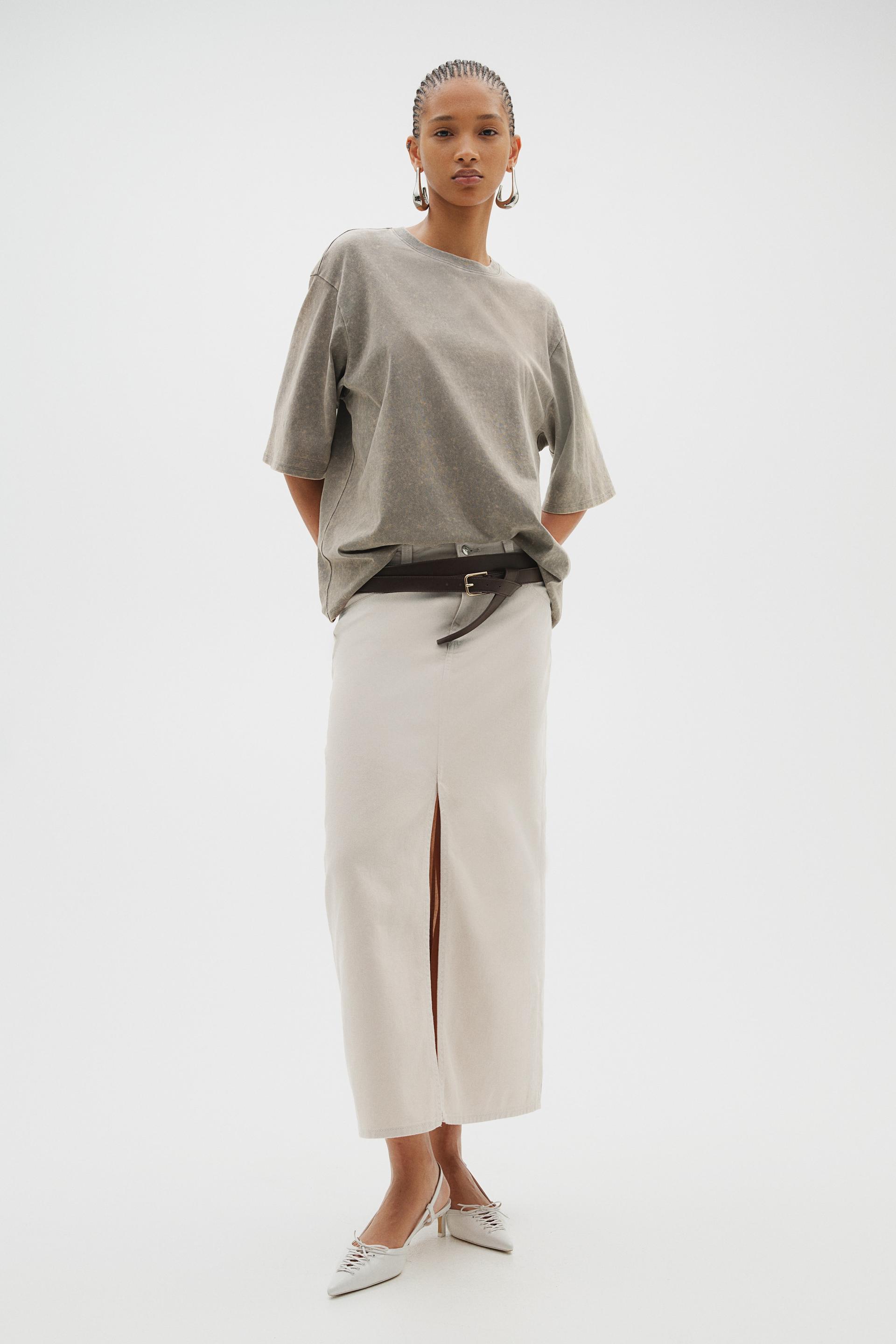 slit-hem twill skirt