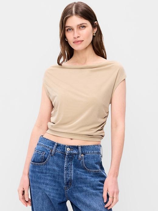 slit-neck ruched top