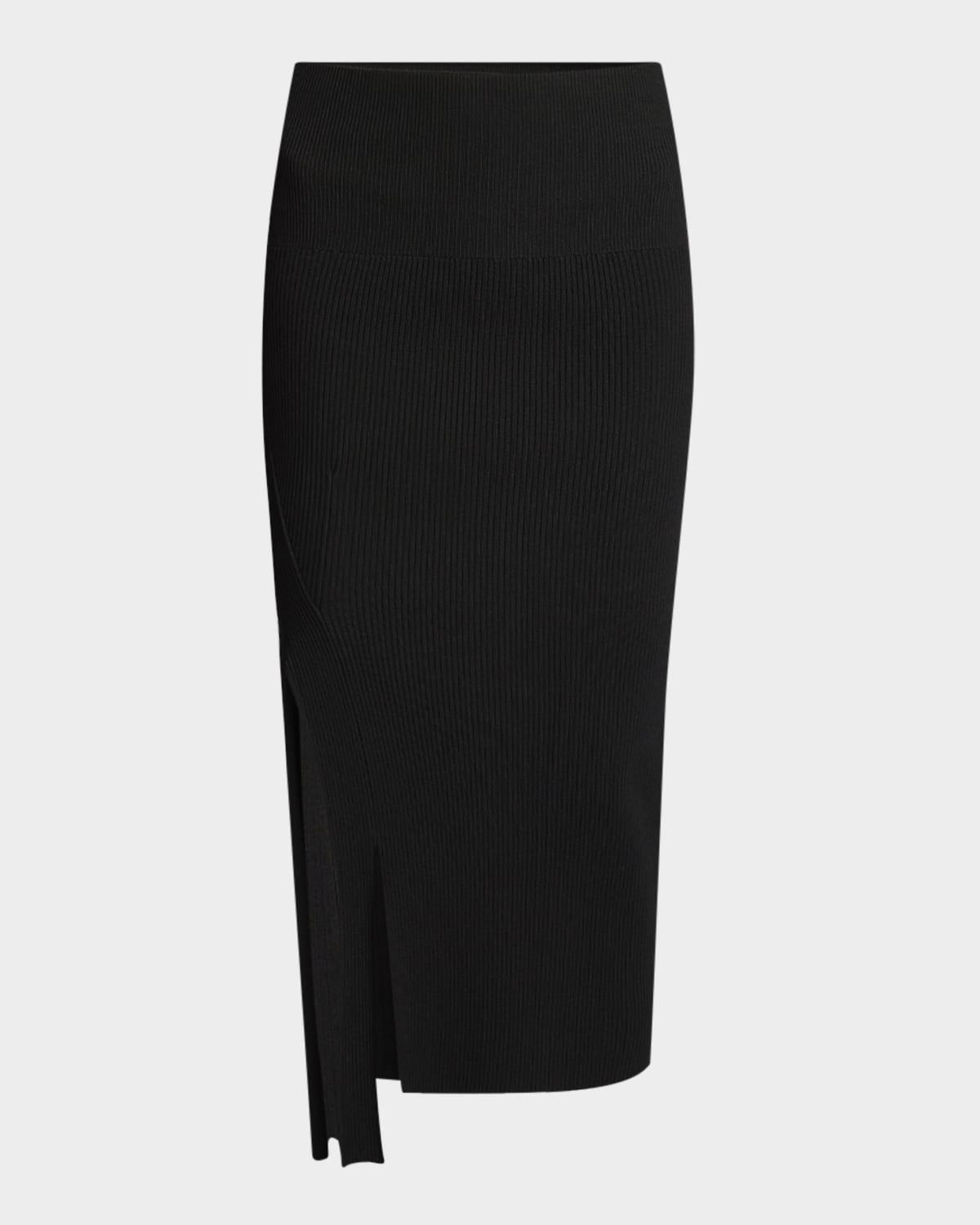 slits-hem rib midi skirt