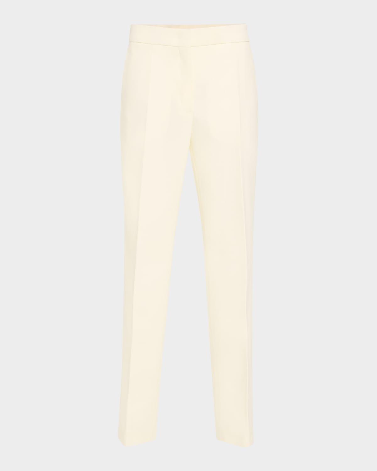 slits-hem straight-leg wool trousers