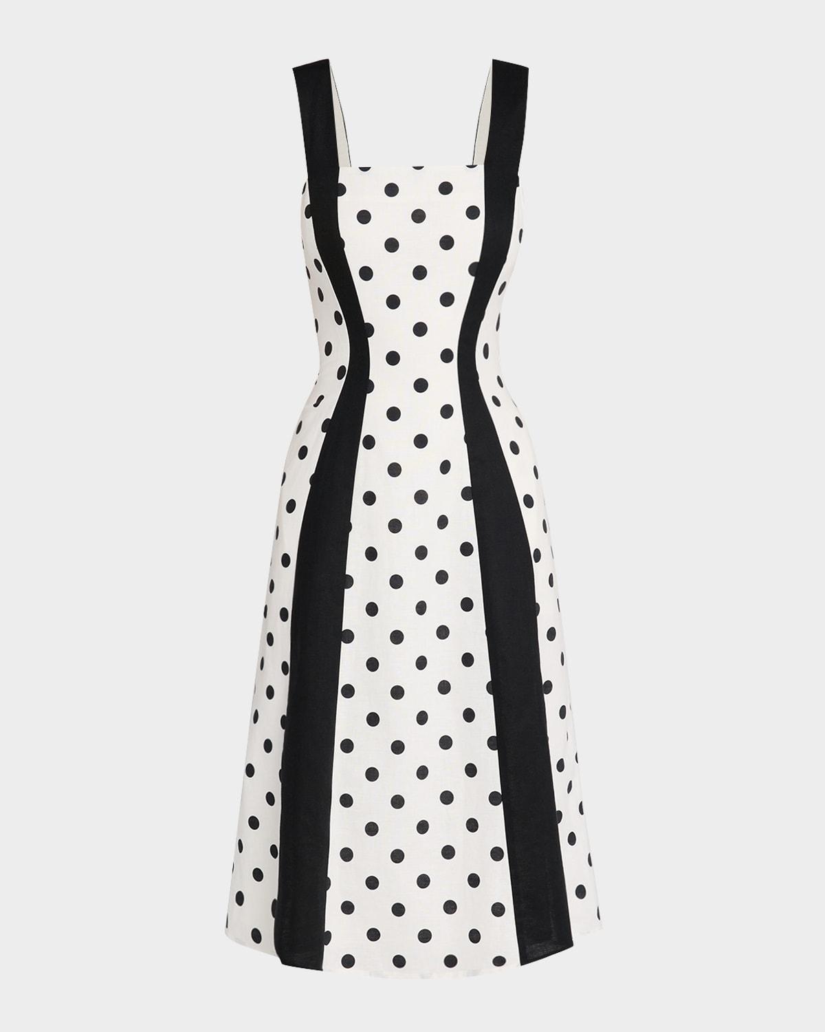 sloane polka dot colorblock midi dress