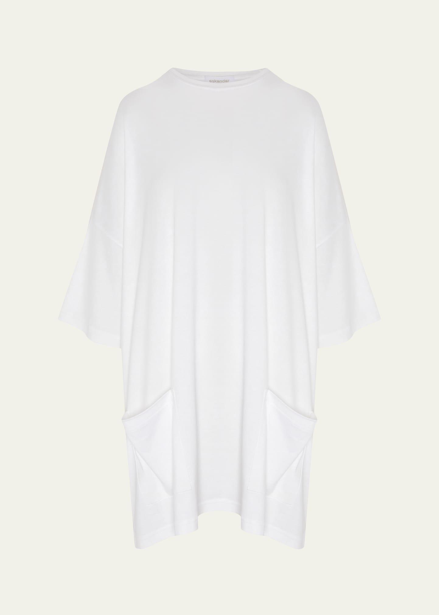 sloped-shoulder round-neck poncho (long plus length)