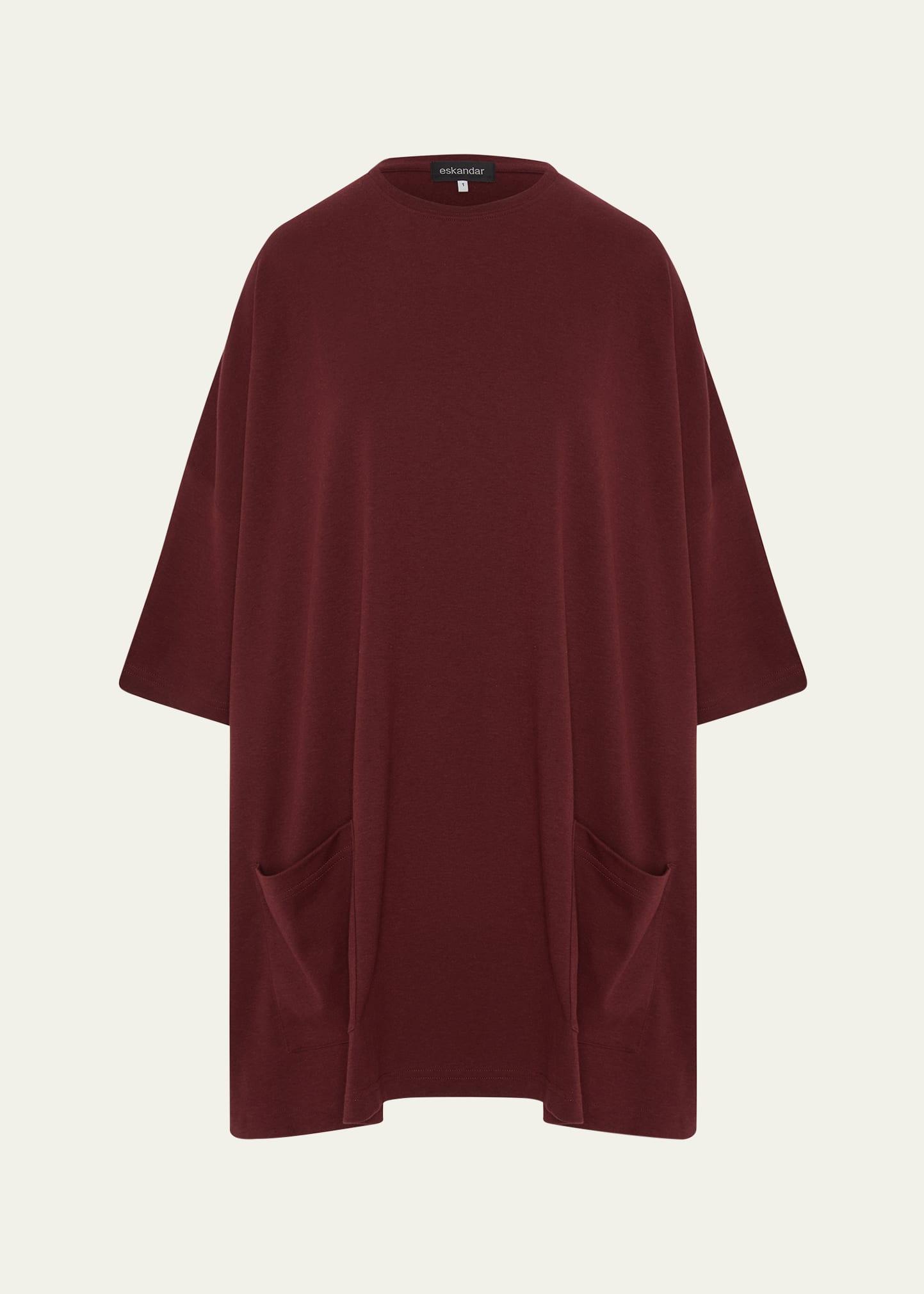 sloped-shoulder round-neck poncho (long plus length)