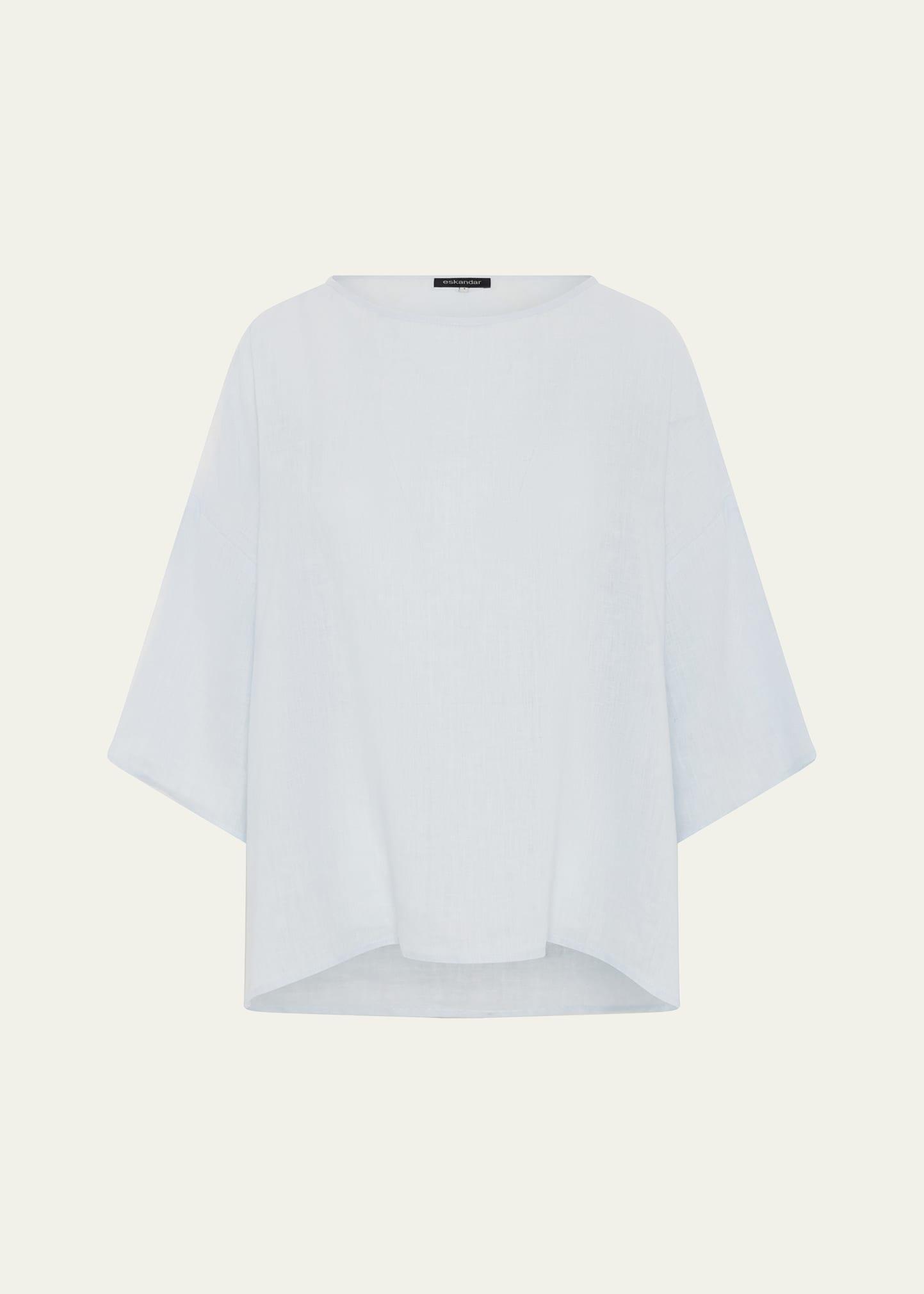 sloped shoulder wide a-line scoop neck top (mid length)