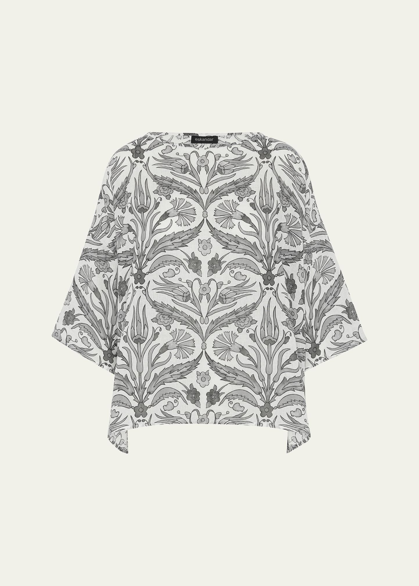 sloped shoulder wide a-line scoop neck top (mid length)
