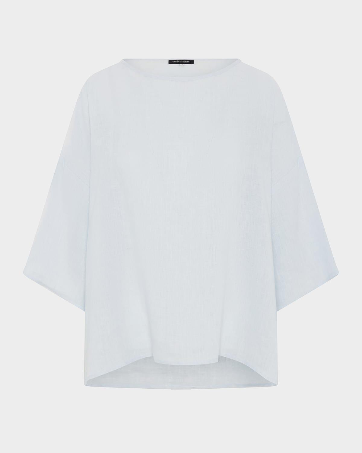 sloped shoulder wide a-line scoop neck top (mid length)