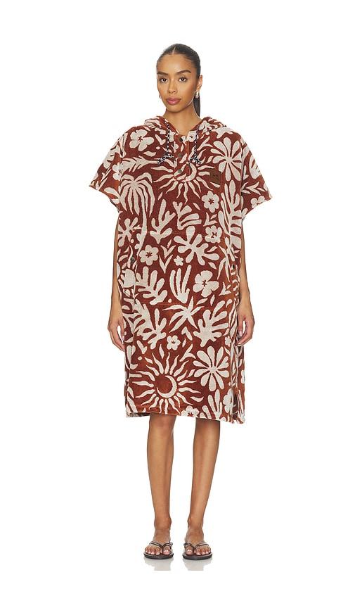 slowtide sunny poncho in brown.