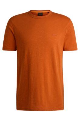 slub-cotton t-shirt with logo detail- light orange men's t-shirts