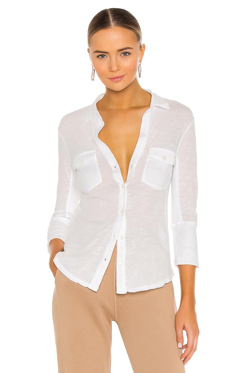 slub side panel button front shirt