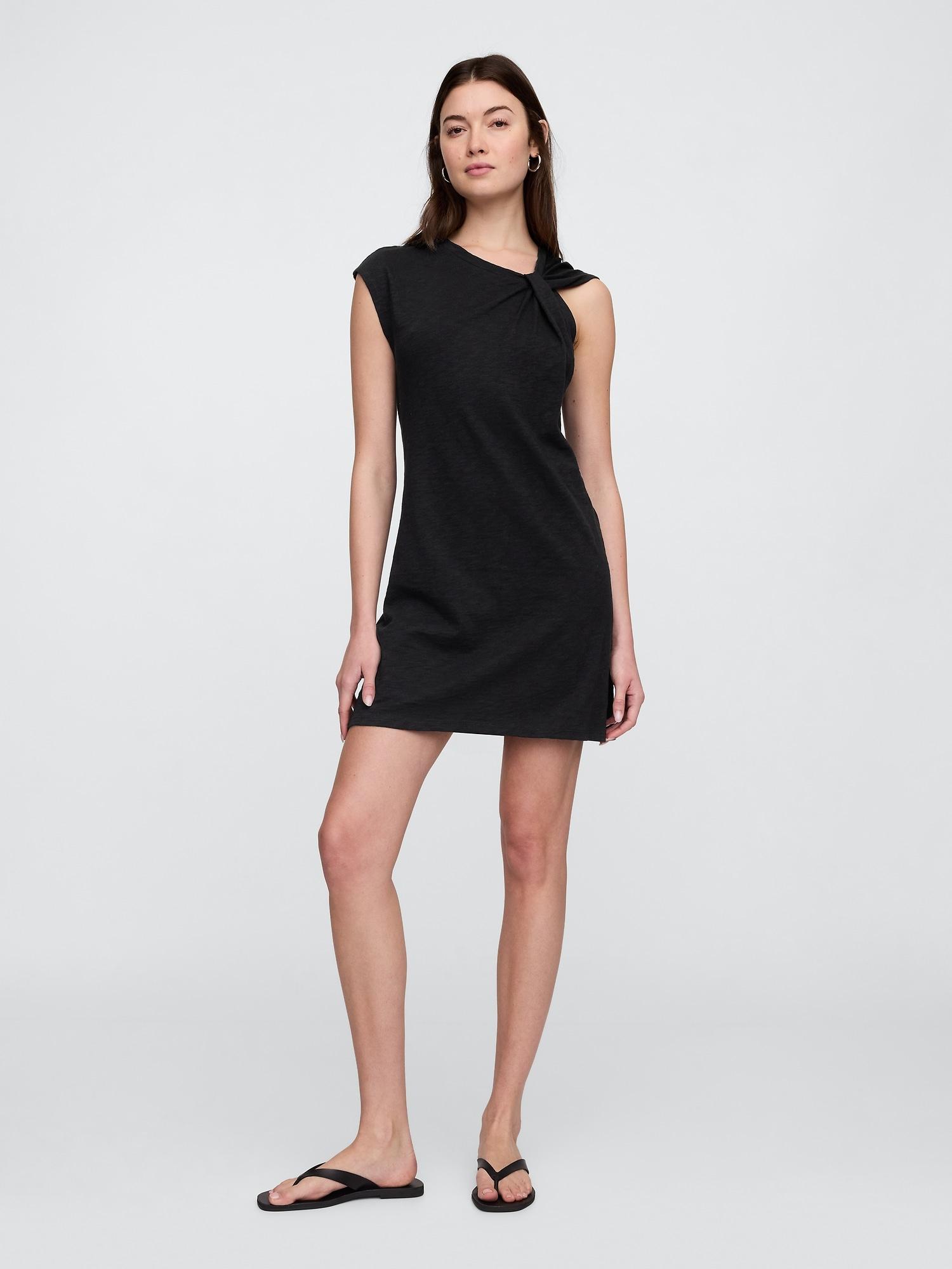 slub tie-sleeve mini dress