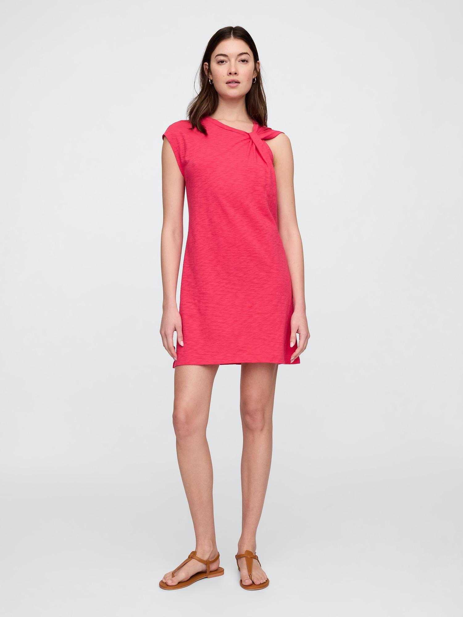 slub tie-sleeve mini dress
