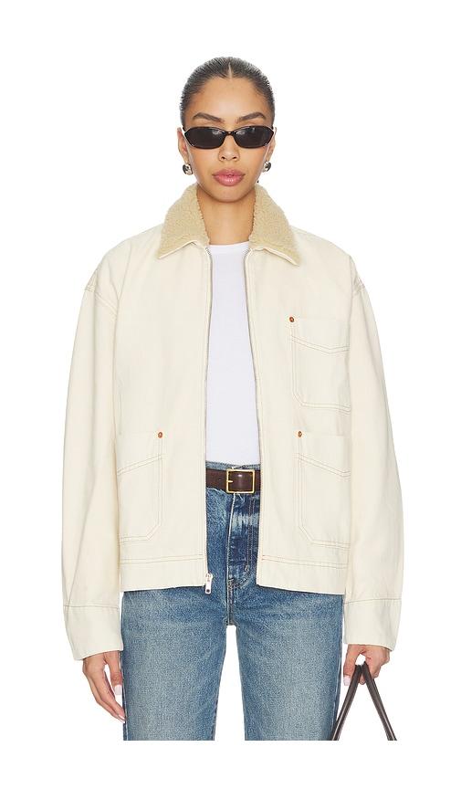 slvrlake casey square worker jacket in cream.