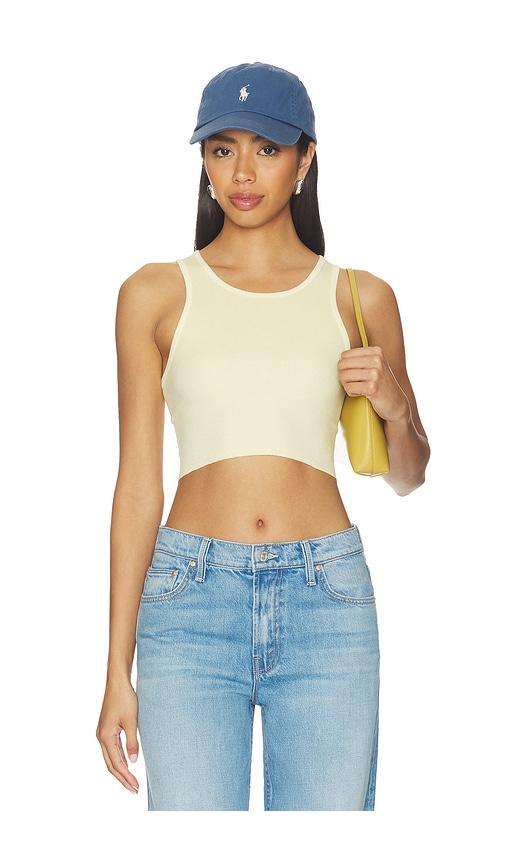 slvrlake cropped rib tank top in yellow.