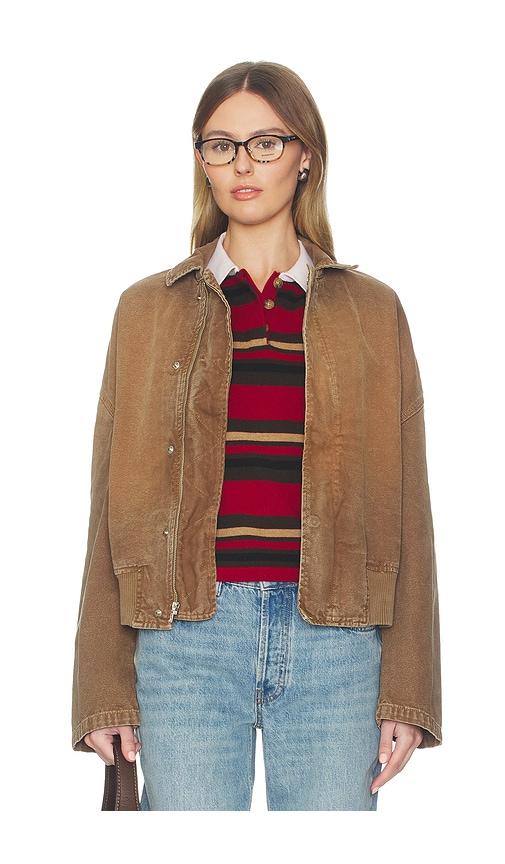 slvrlake harlem curve sleeve bomber in tan.
