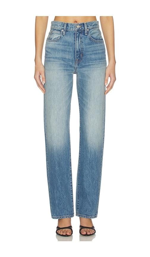 slvrlake london high rise straight leg jeans in blue.