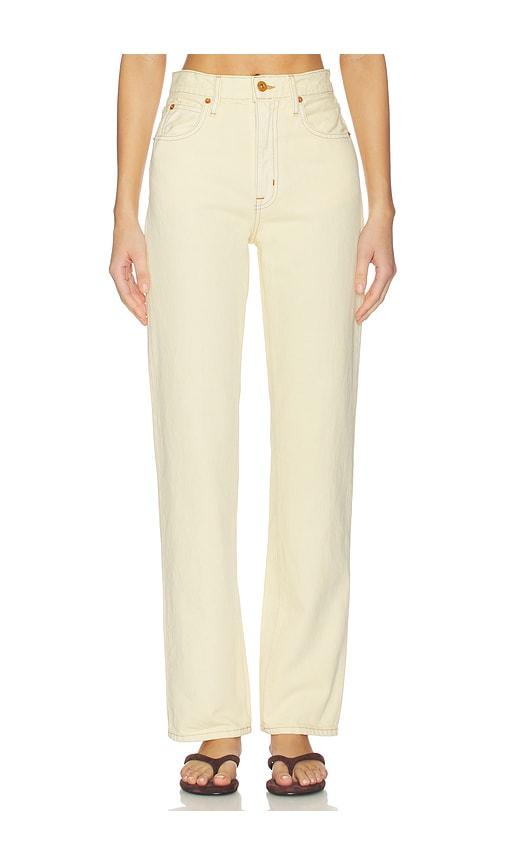 slvrlake london high rise straight leg jeans in cream.