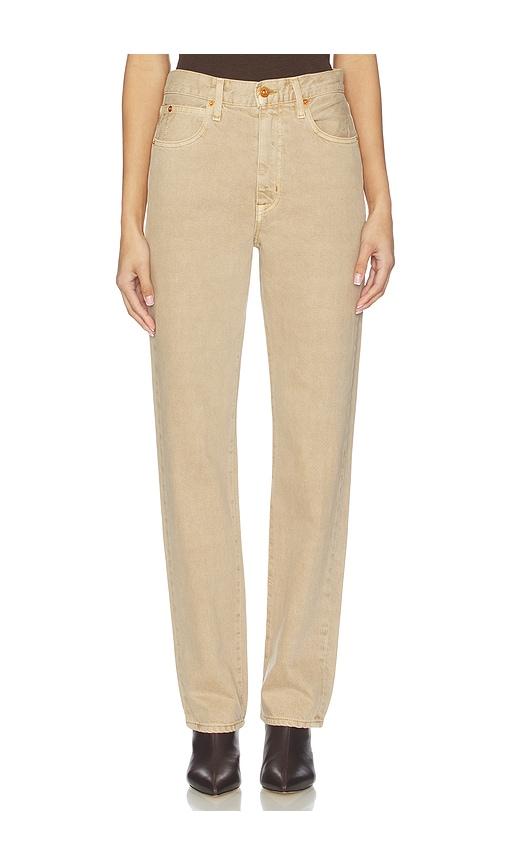 slvrlake london high rise straight leg jeans in taupe.