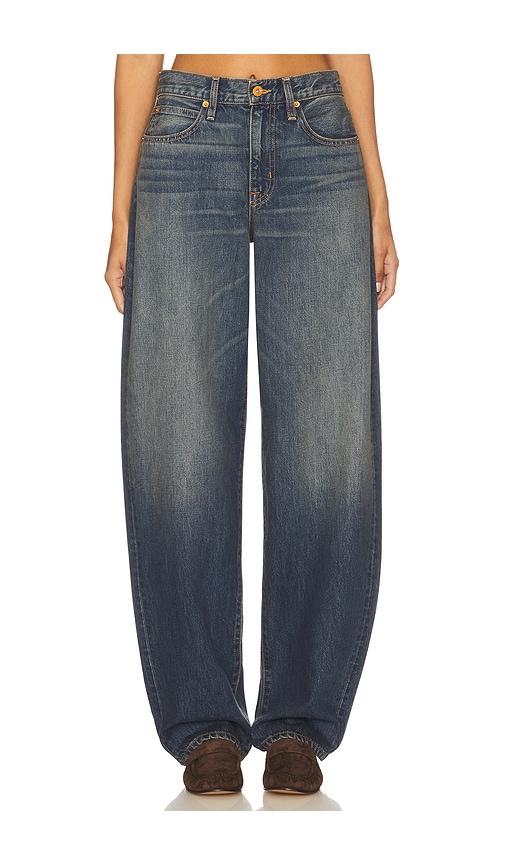 slvrlake tess long relaxed curve jeans in blue.