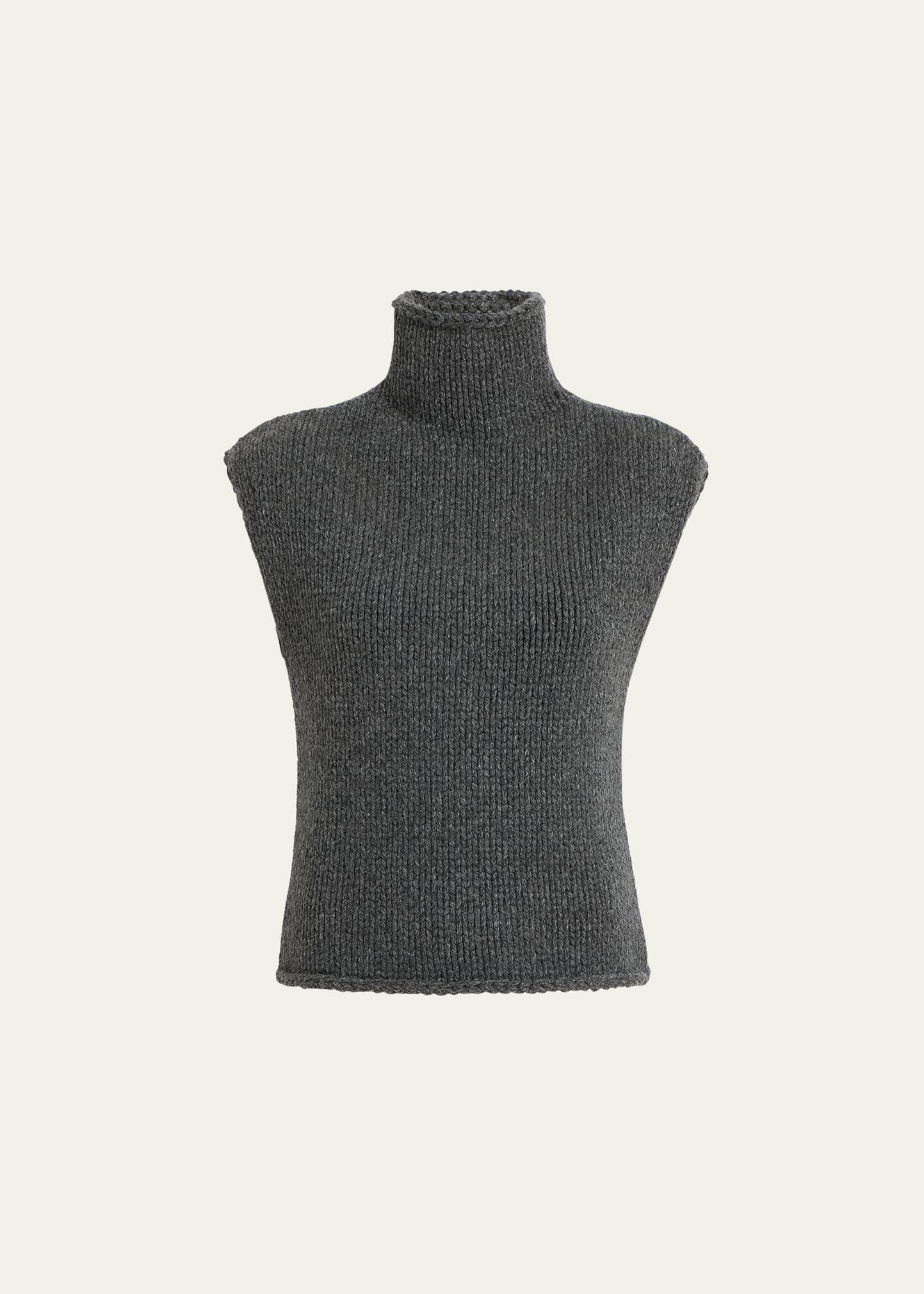 sly cap-sleeve turtleneck cashmere top