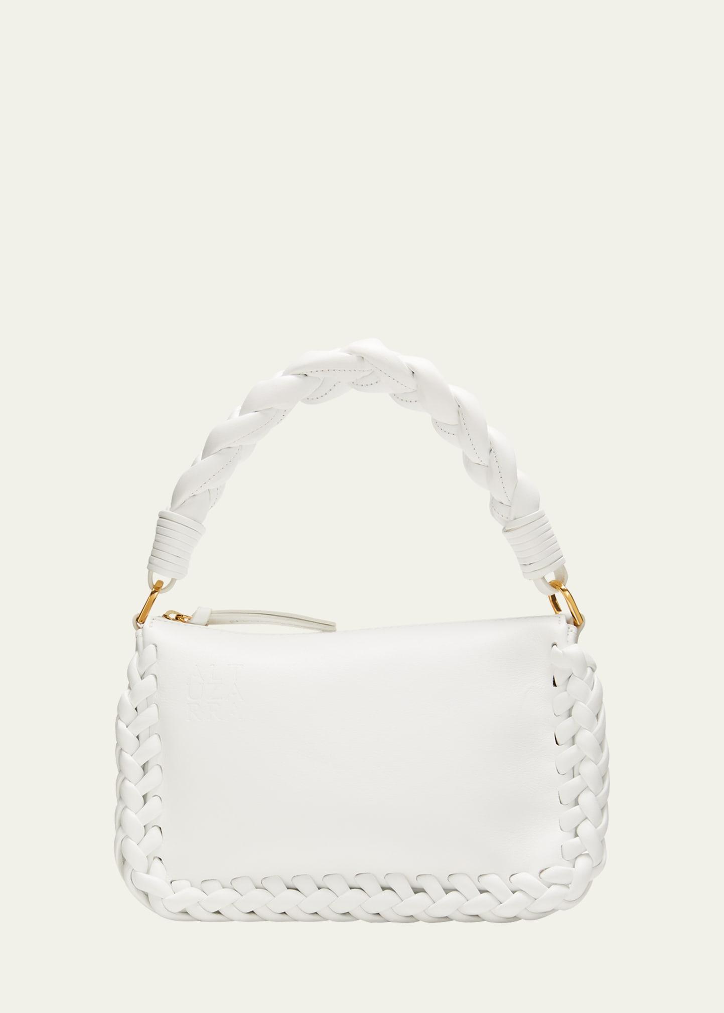 small braided leather top-handle bag
