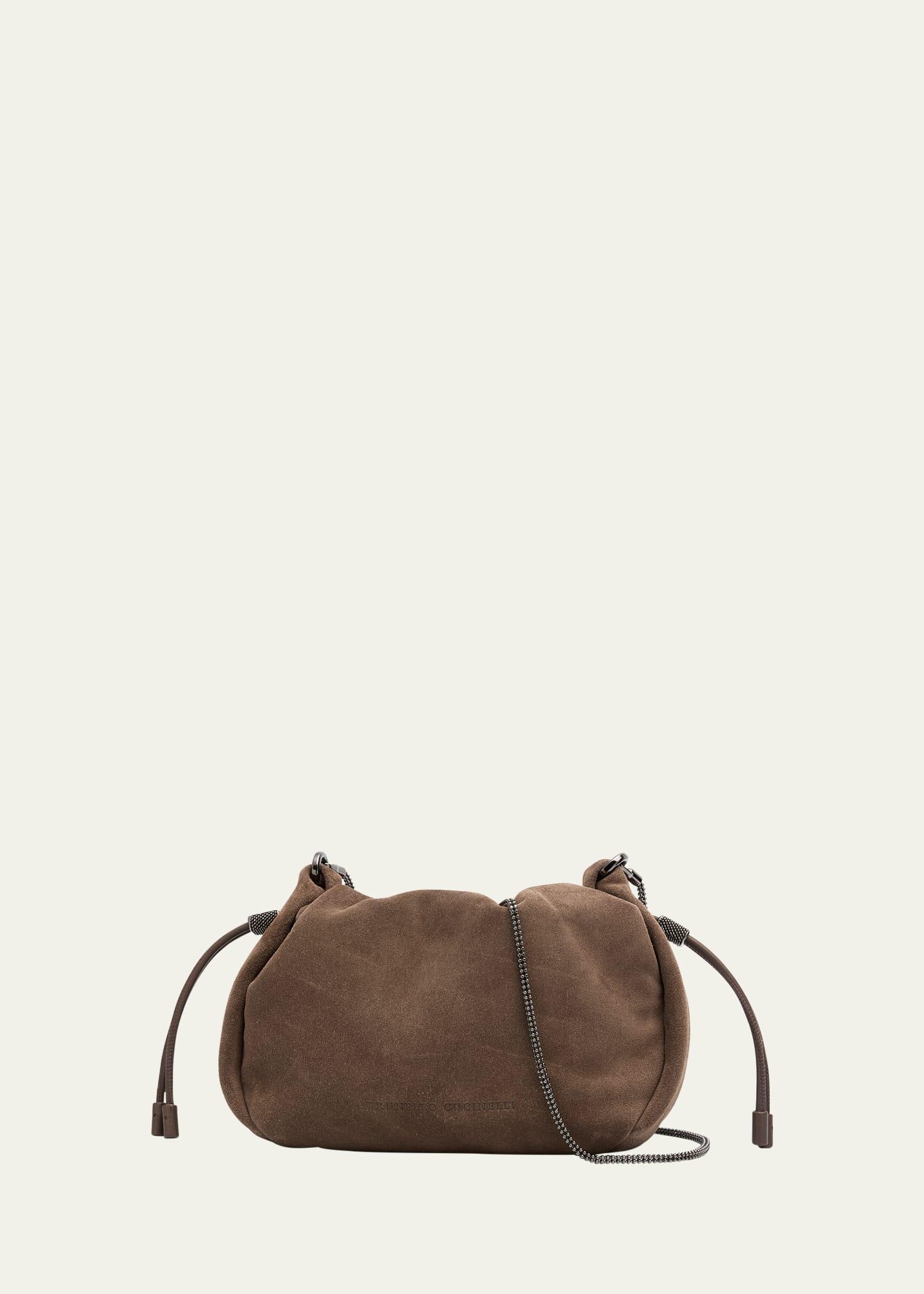 small drawstring suede crossbody bag
