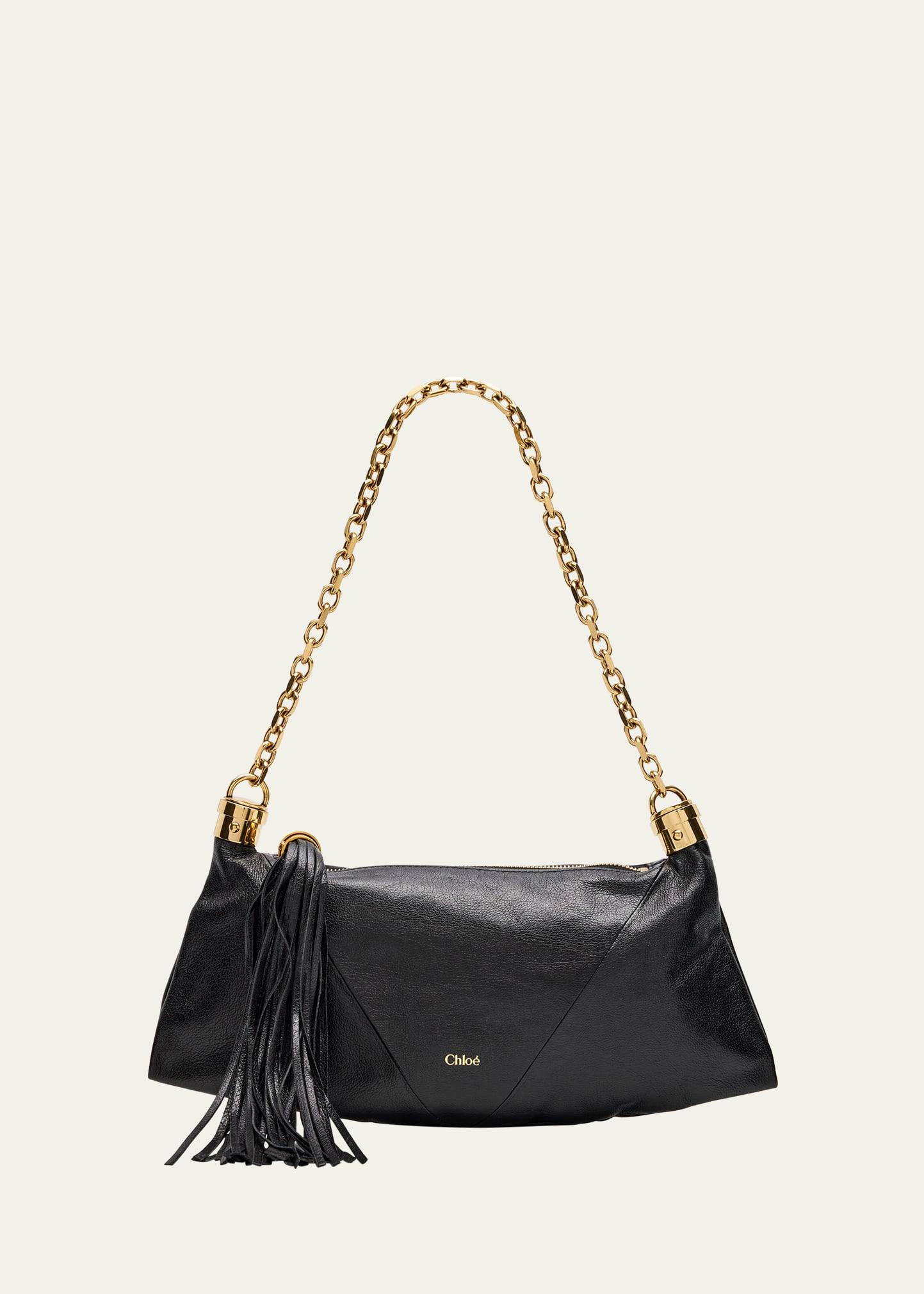 small foulard tassel shoulder bag in buffalo leather