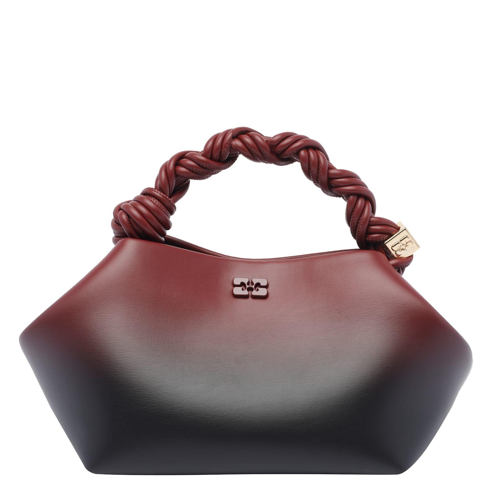 small ganni bou bag in red shaded leather blend