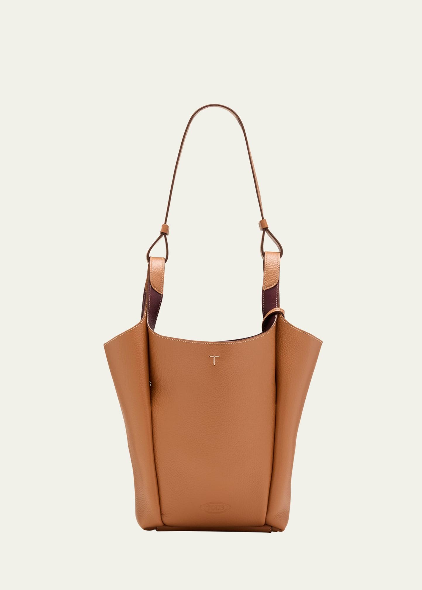 small grained leather bucket bag